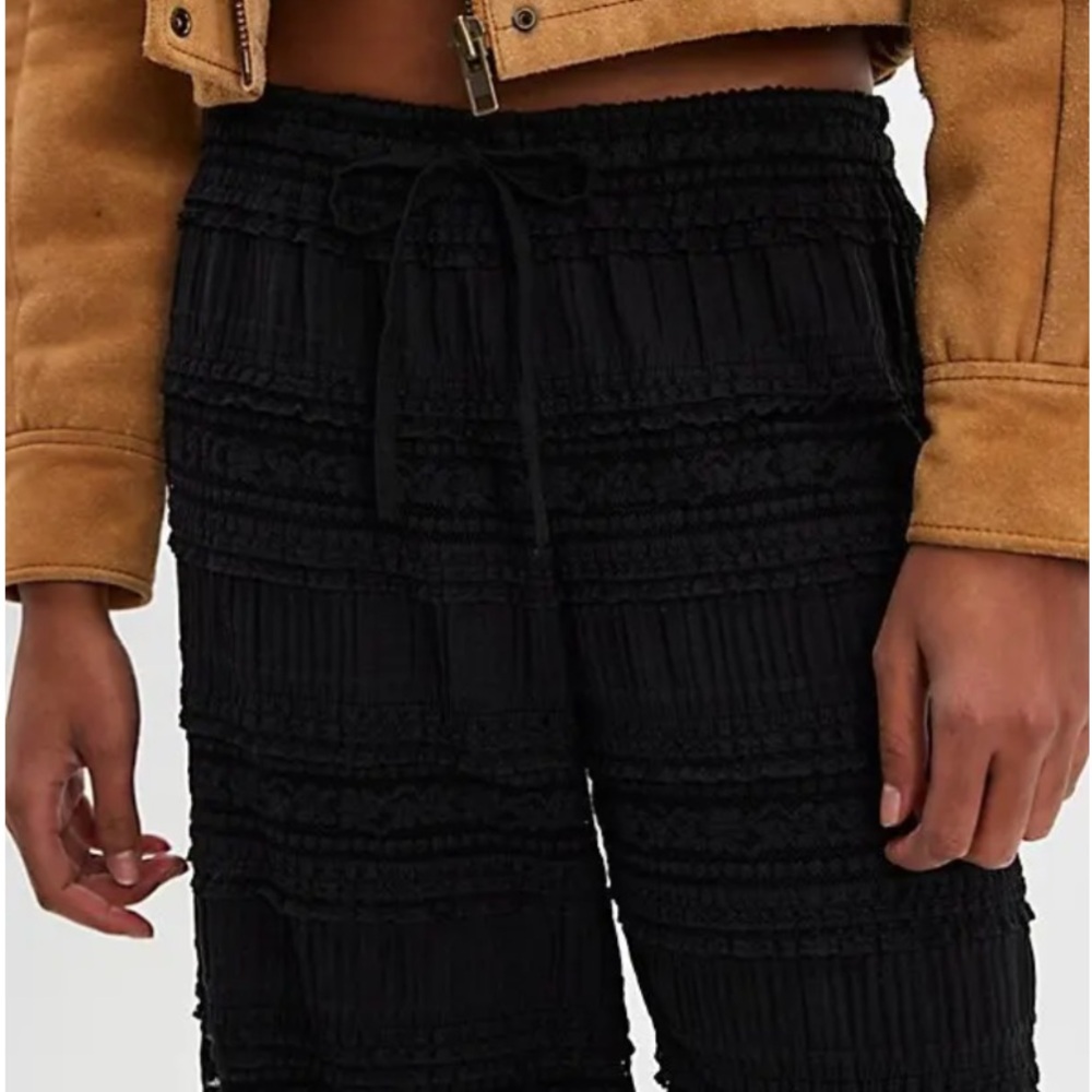 FREE PEOPLE Lace Pants NWT Black FP One Aiden - Picture 3 of 12